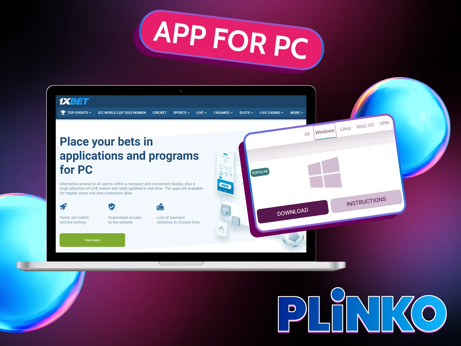 Use Windows and macOS apps to play Plinko on PC.