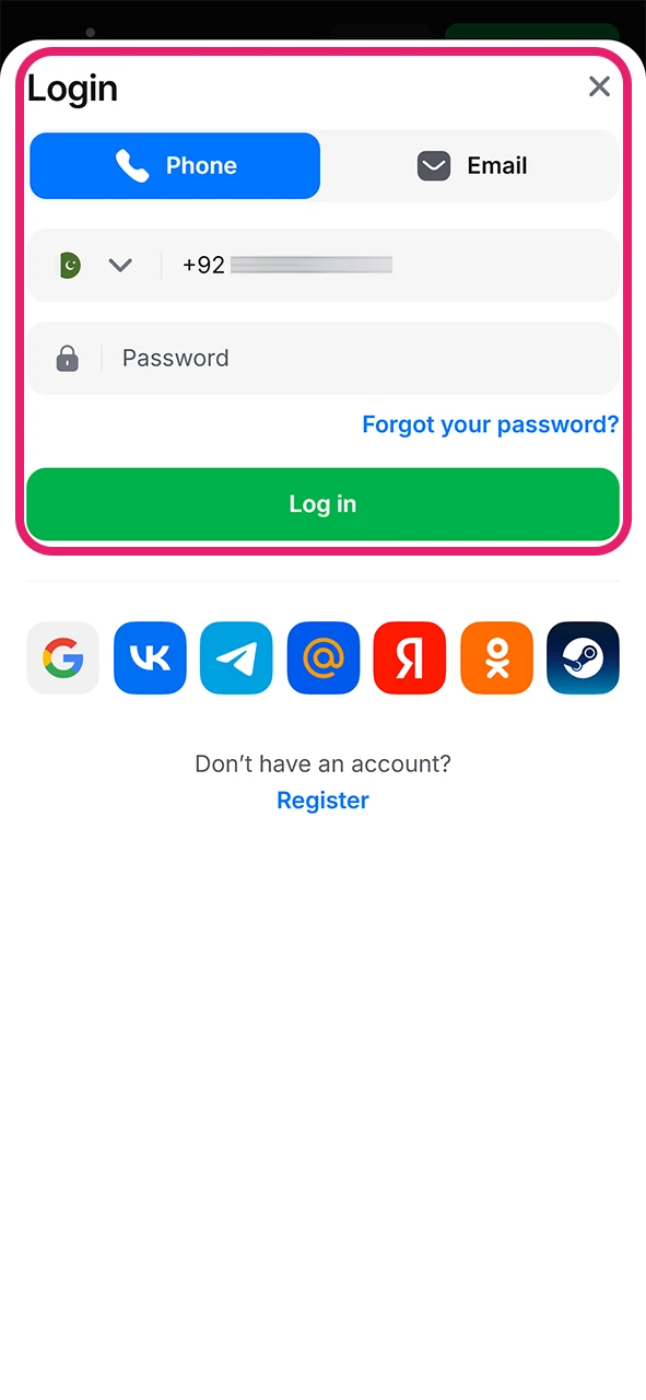 Log in to your account to make a deposit to play at Plinko.