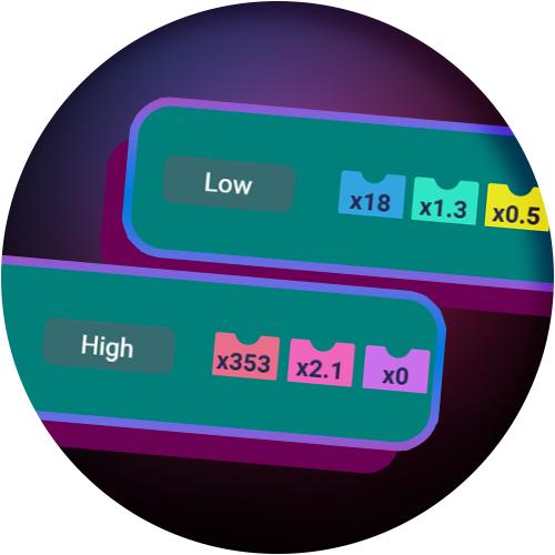 In the Plinko game you can set risk levels.
