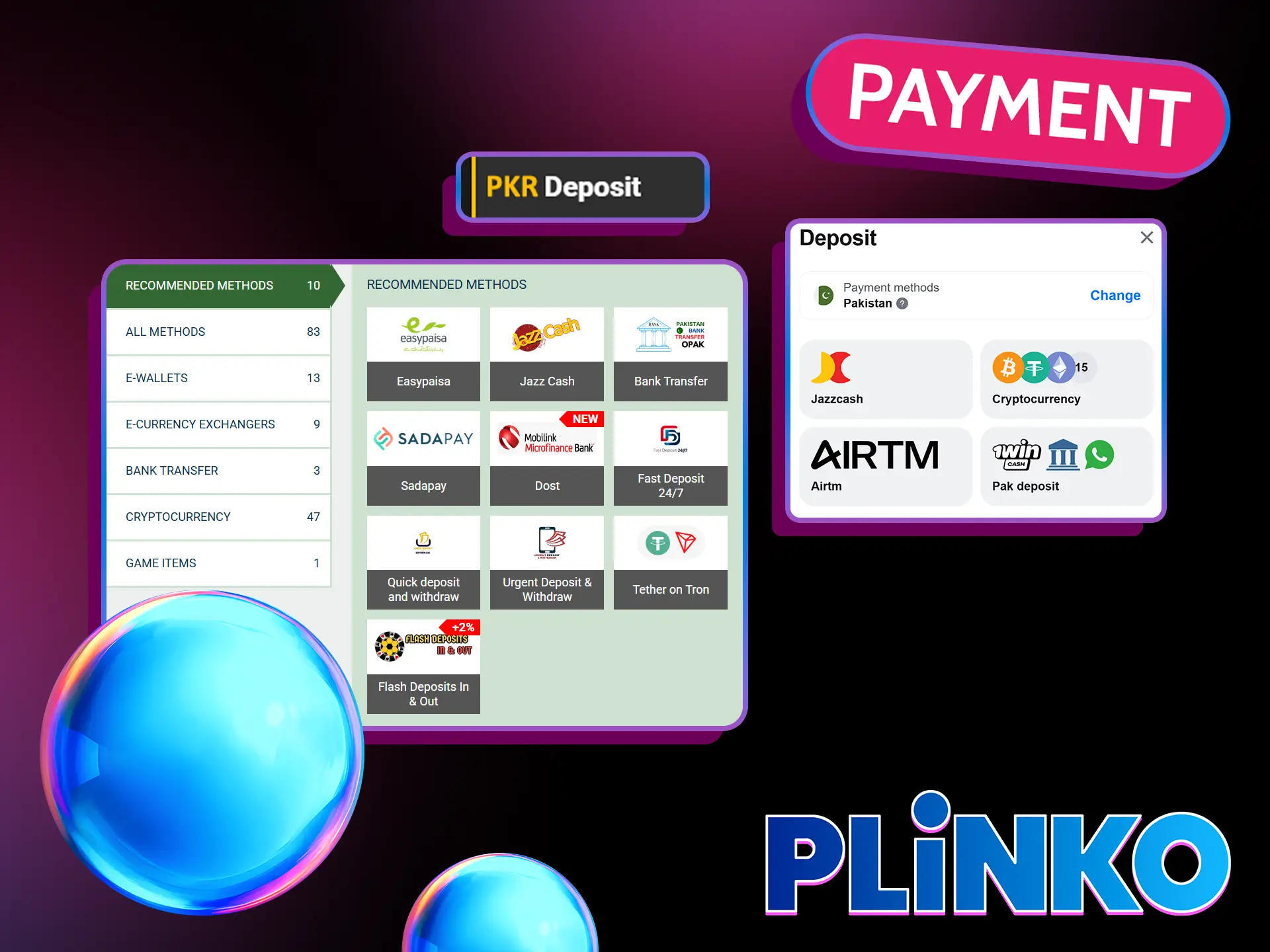 The online casinos mentioned in this review have already adapted Plinko payment methods for Pakistan.