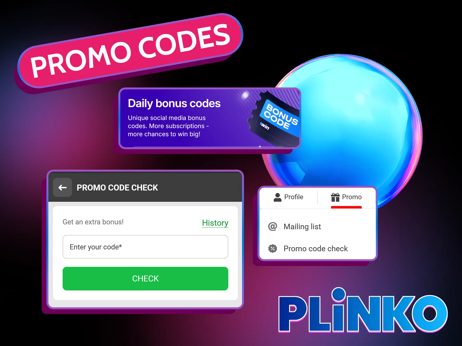 With a promo code, you can get various types of rewards playing Plinko online.