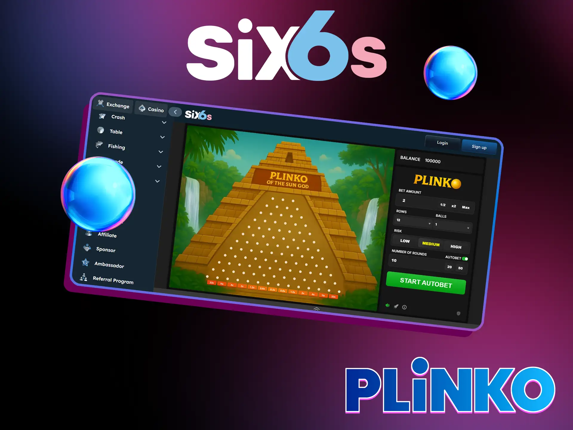 The Six6s platform is known for its user-friendly interface and variety of games, including Plinko.