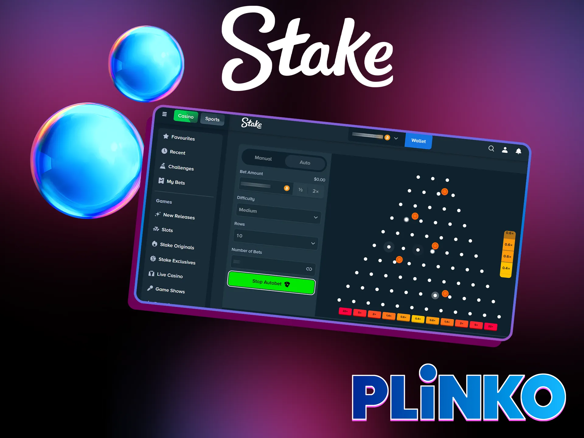 Over 10 casino bonuses and the Plinko game await you at Stake.