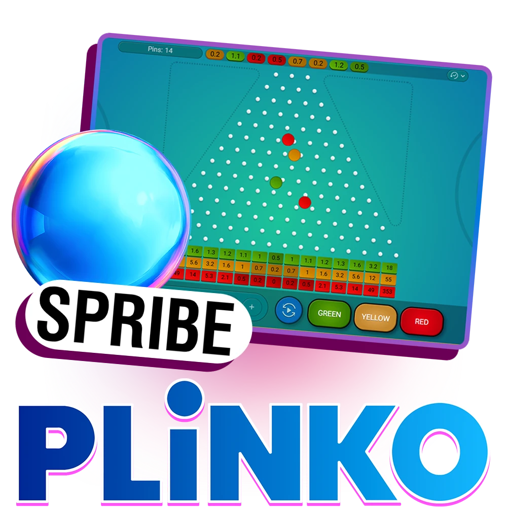 Multicolored balls are used in the interface of the game Plinko by Spribe.