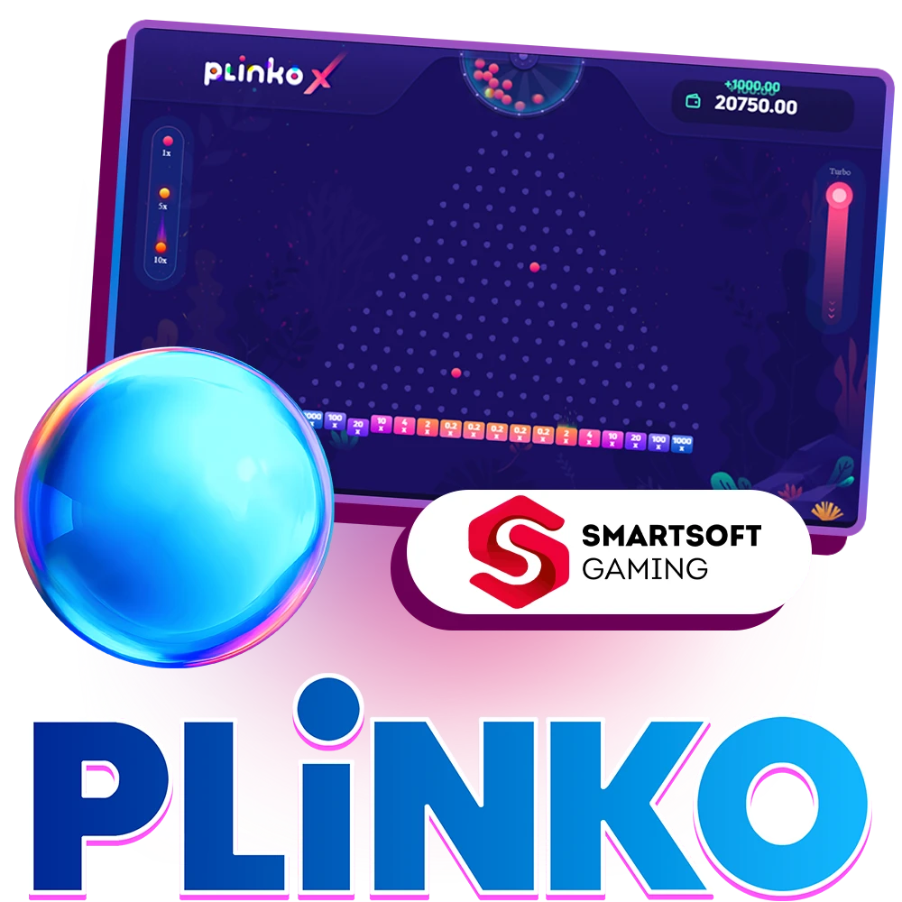 In Plinko X from Smartsoft Gaming, brightly colored balls navigate an obstacle course and land in slots with varying multipliers.