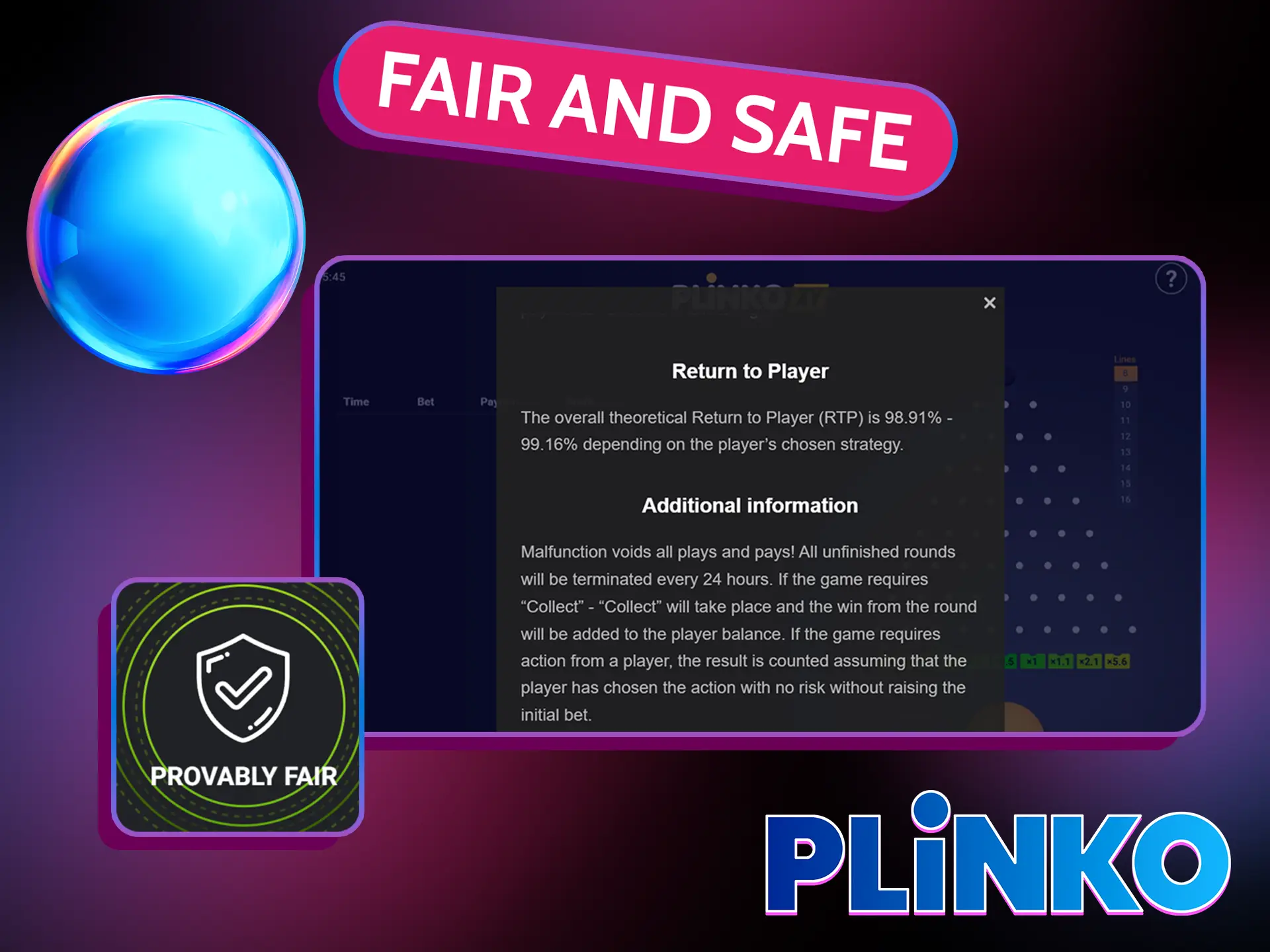 The Plinko XY game by BGaming is completely safe.