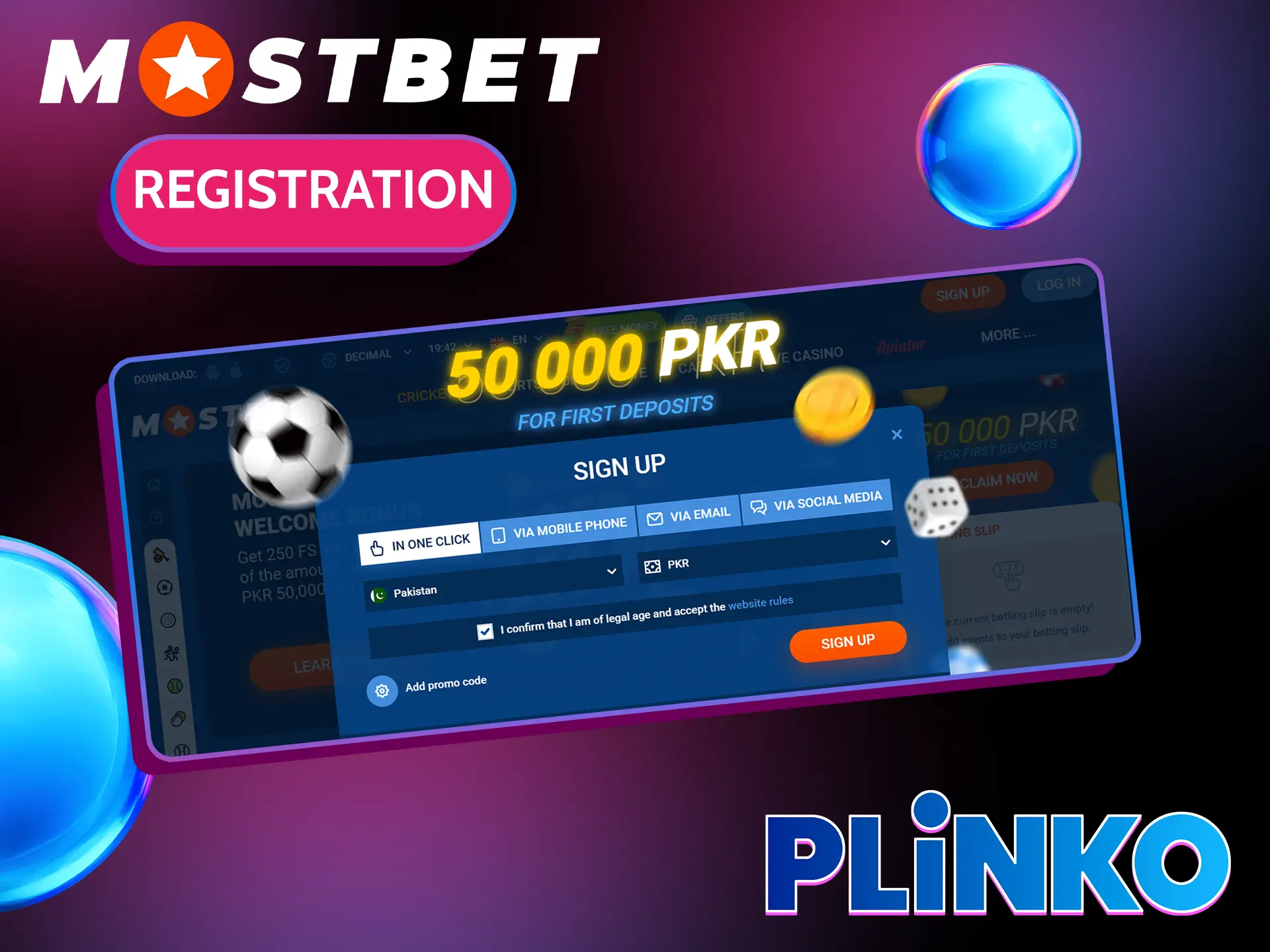 On the Mostbet Casino website, you can choose the most convenient method for registering with Plinko.