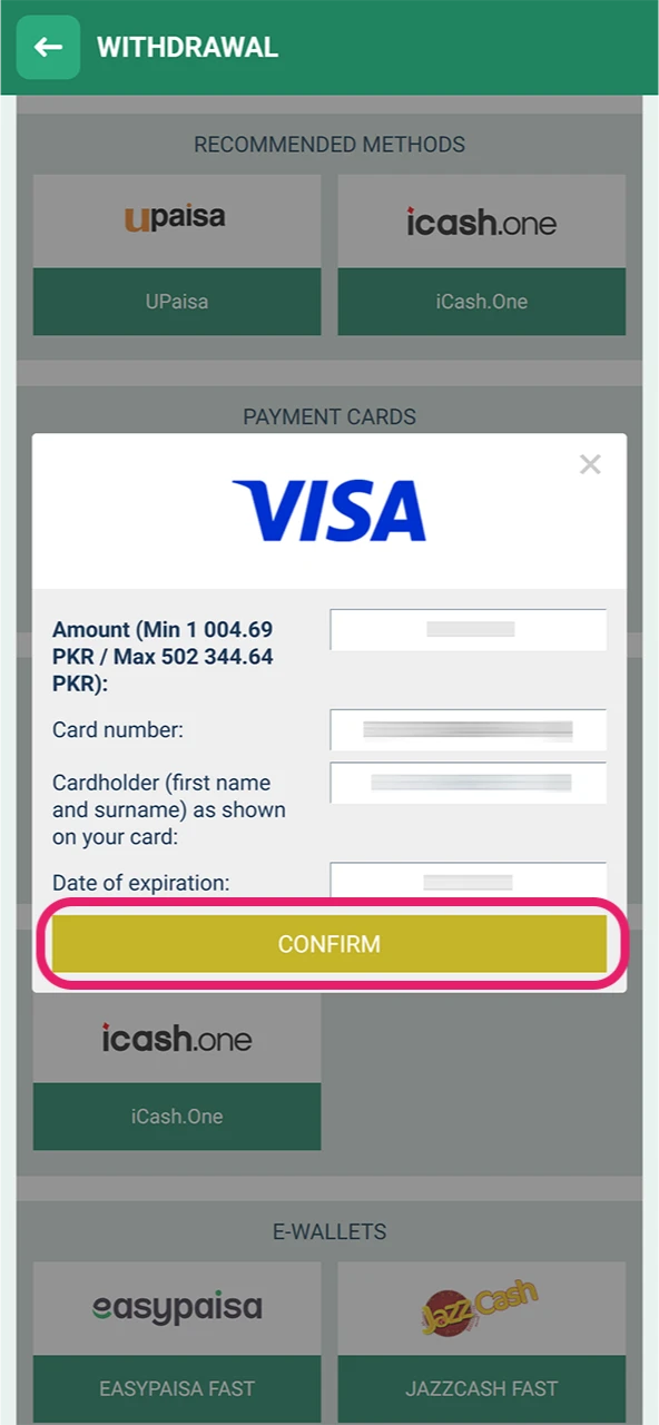 Confirm your payment to cash out your winnings to Plinko.