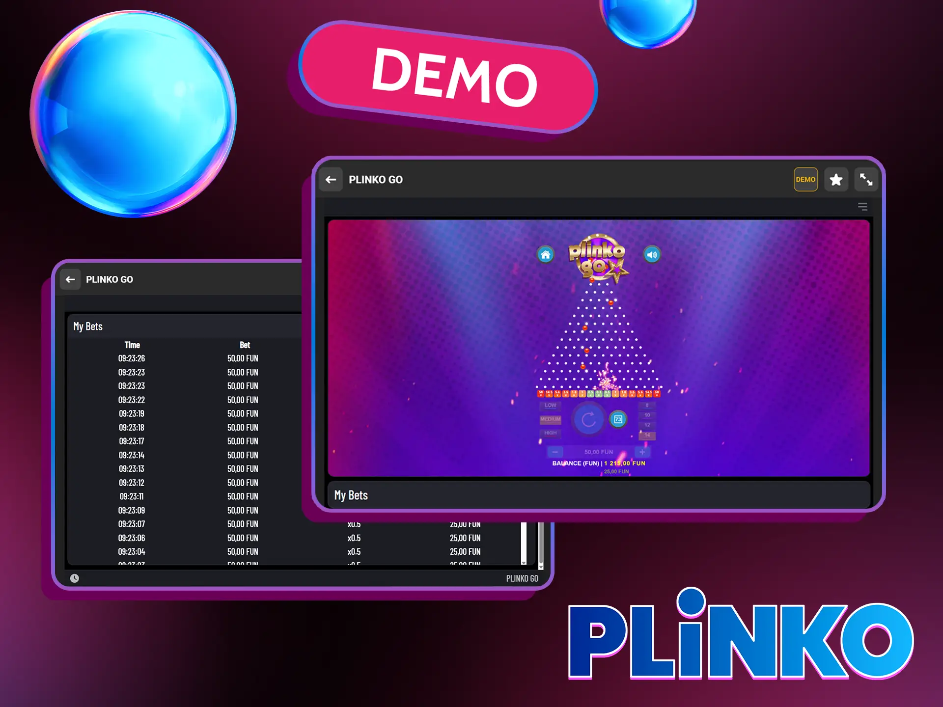 The Plinko Go demo is perfect for beginners who want to understand the rules and mechanics of the game.
