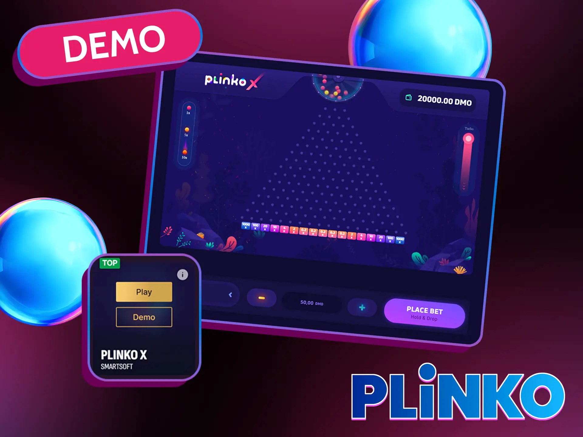 Plinko X demo mode allows you to play for free.