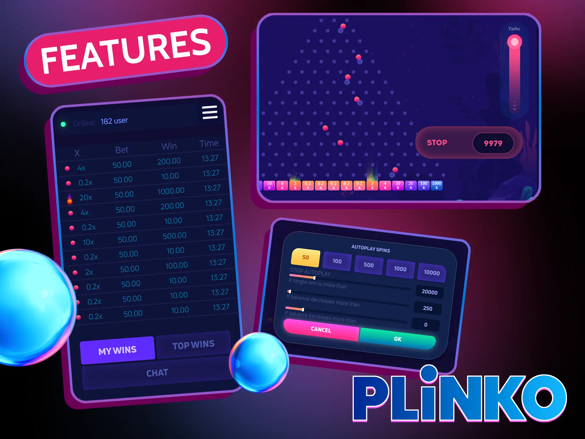 Key features of PlinkoX is due to the unique in-game mechanics.