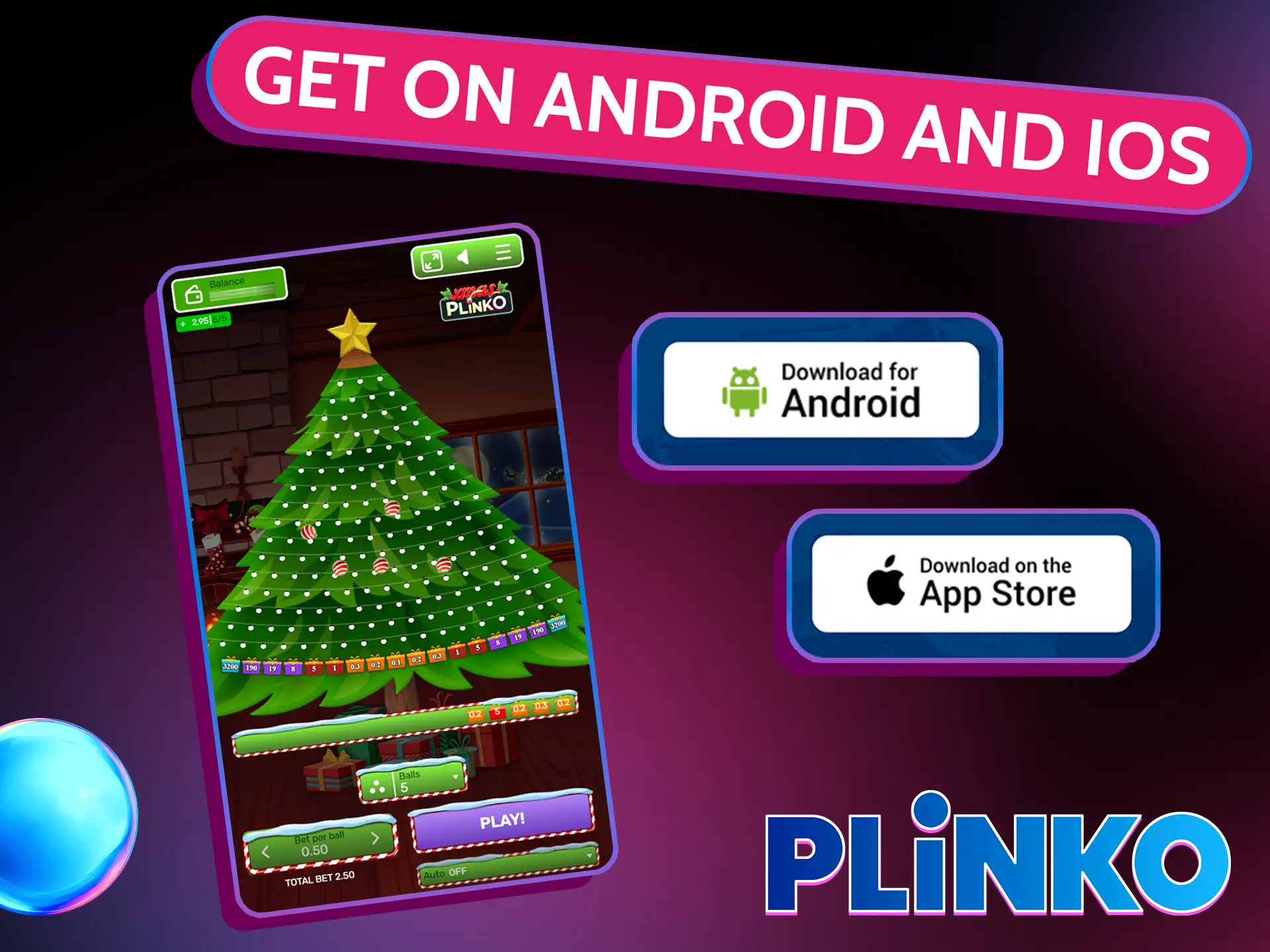 Play Plinko Xmas on Android or iOS.
