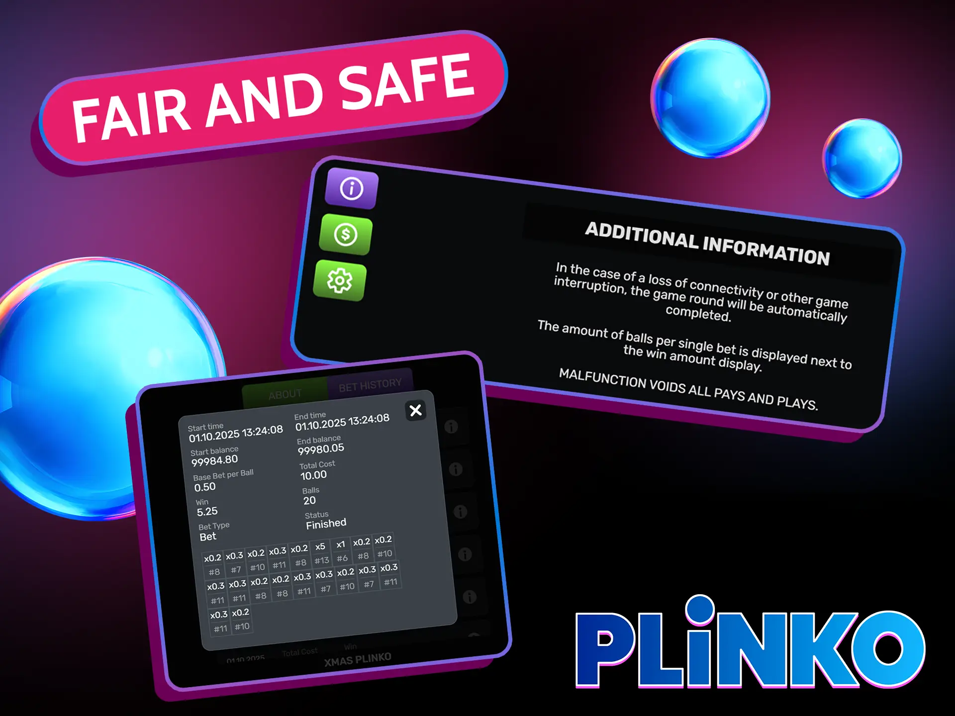 All Plinko Xmas game participants can manually check the fairness of the game.