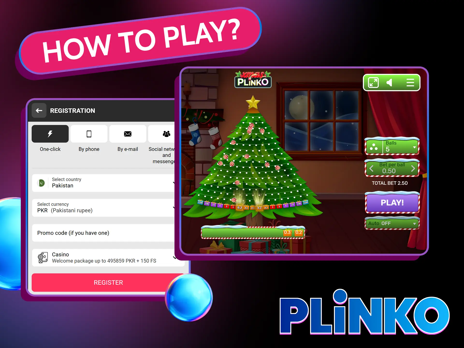It's easy to start playing Plinko Xmas game.