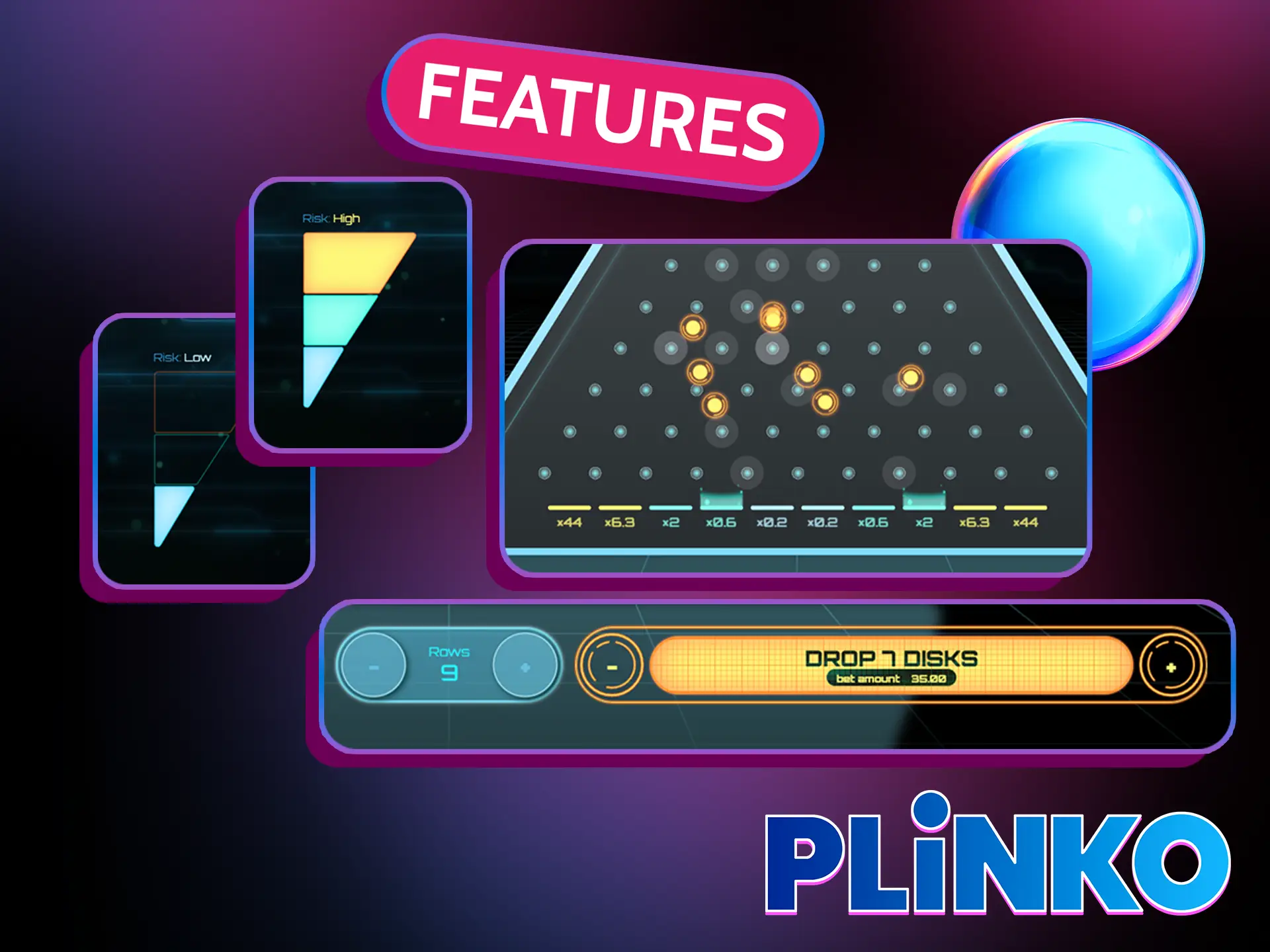 Turbo Plinko gives the player the opportunity to take advantage of special settings features.