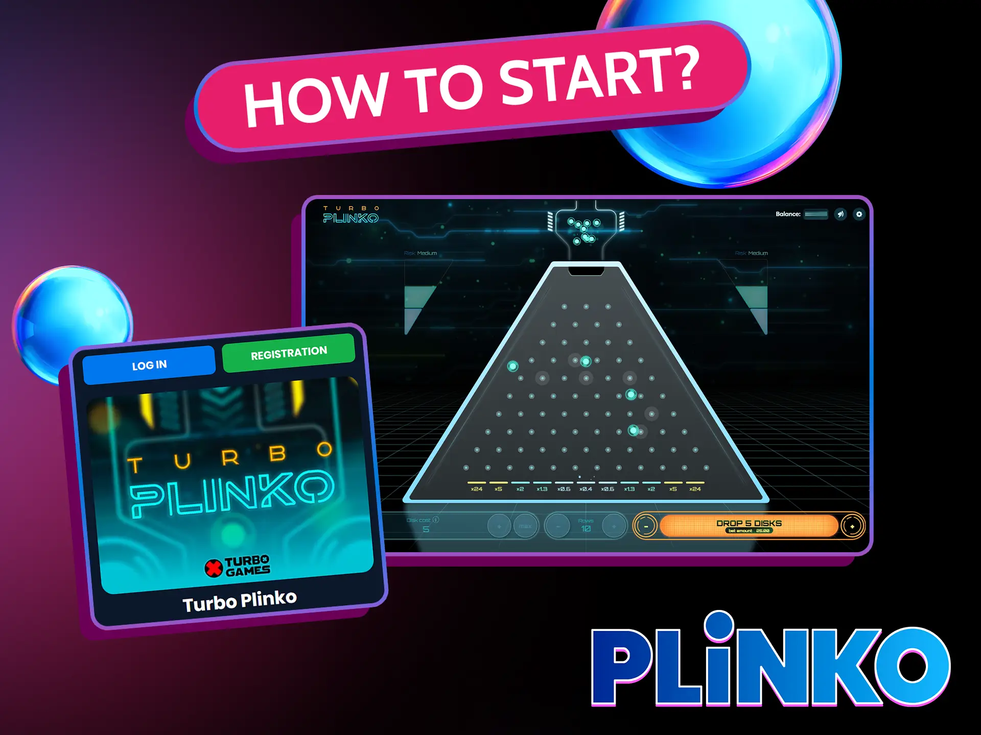 Start playing Turbo Plinko by choosing an online casino.